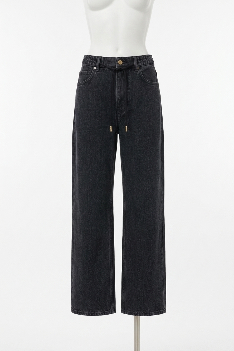 NEW GANNI izey drawstring jean in washed black